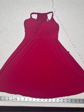 Kj Brand Red Sleeveless Macramé-Back Midi Dress